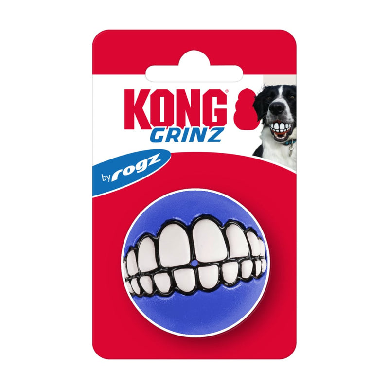 Bola Kong Grinz Pet by Rogz Sorriso Engraçado para Cachorro Cor Azul 5cm