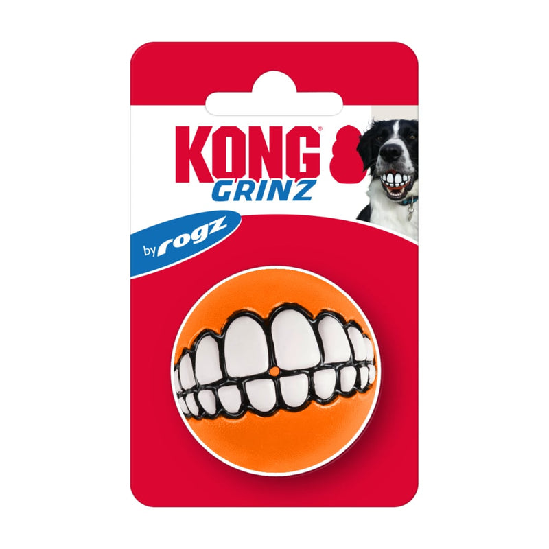 Bola Kong Grinz Pet by Rogz Sorriso Engraçado para Cachorro Cor Laranja 5cm