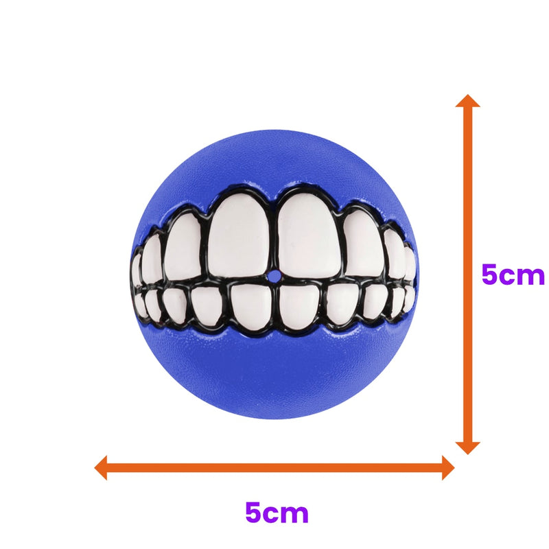 Bola Kong Grinz Pet by Rogz Sorriso Engraçado para Cachorro Cor Azul 5cm