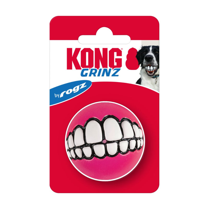 Bola Kong Grinz Pet by Rogz Sorriso Engraçado para Cachorro Cor Rosa 6cm