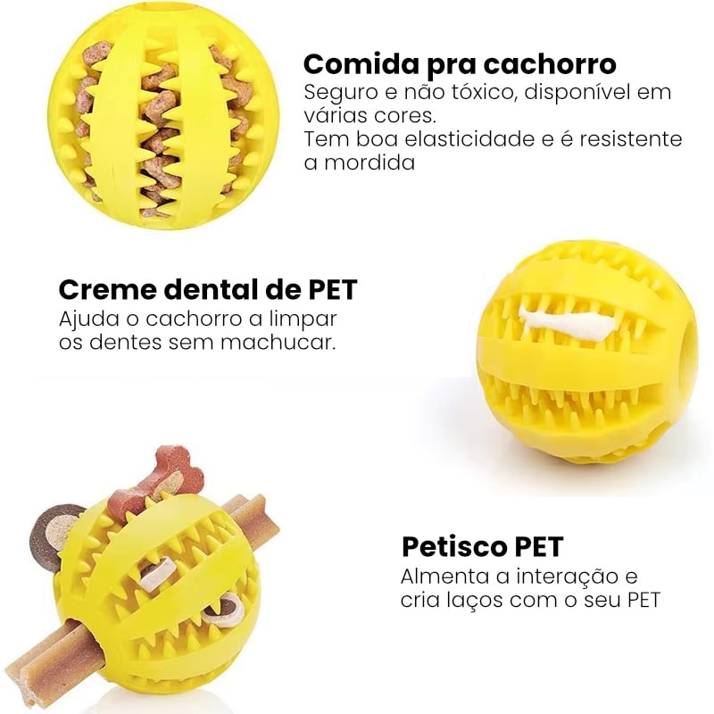 Kit com 3 Bolinhas porta petiscos Pet e rações para enriquecimento ambiental para Cachorro