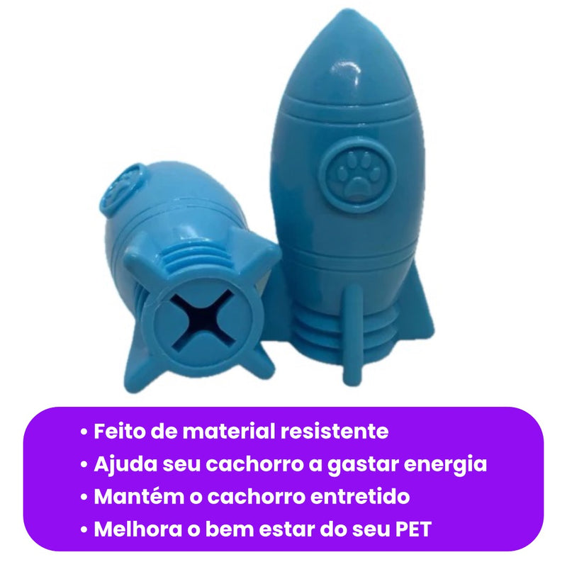 Brinquedo Pet Recheável Interativo Comedouro Lento Foguete para Cachorro