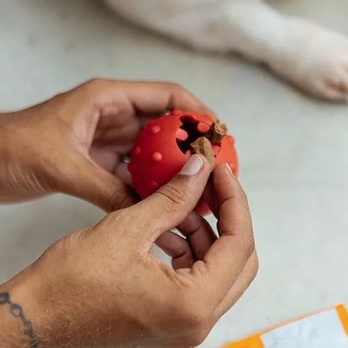 Brinquedo Recheável Porta Petiscos Mordedor Comedouro Lento Pet Ultra Resistente Para Cachorros