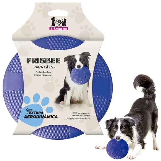 Frisbee Disco Cachorro Textura Aerodinâmica Sanremo Pet emborrachado não rígido para Cachorro porte médio e grande Azul