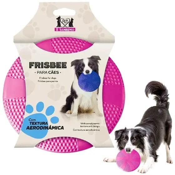 Frisbee Disco Cachorro Textura Aerodinâmica Sanremo Pet emborrachado não rígido para Cachorro porte médio e grande Rosa