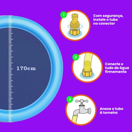 Piscina Pet com Chafariz 3 em 1 Antiderrapante e Reforçada para Cachorro 170 cm